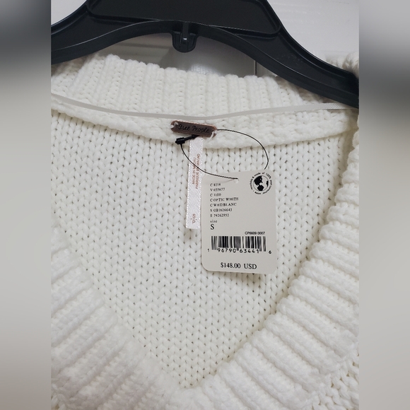 Free People Alli V-Neck Sweater/Optic Whitey6 - Picture 10 of 16